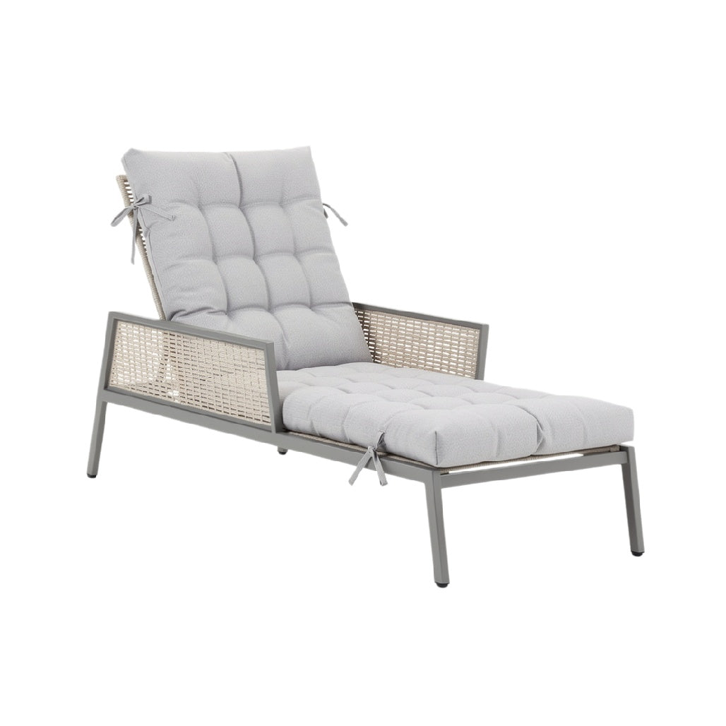 Modern Outdoor Lounge Chair with Cushioned Seating and Rattan Accents